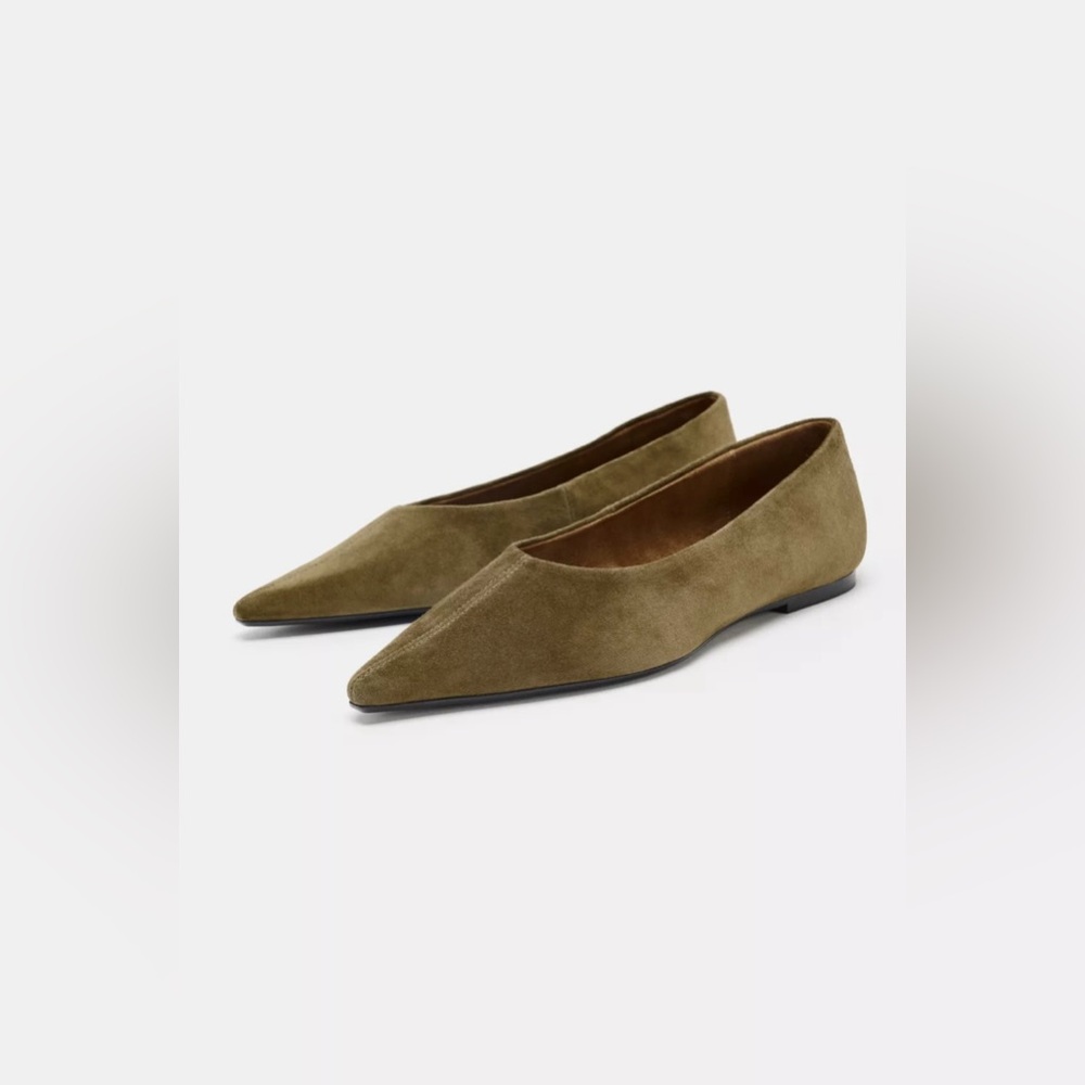 Zara leather suede flat the row Khaite